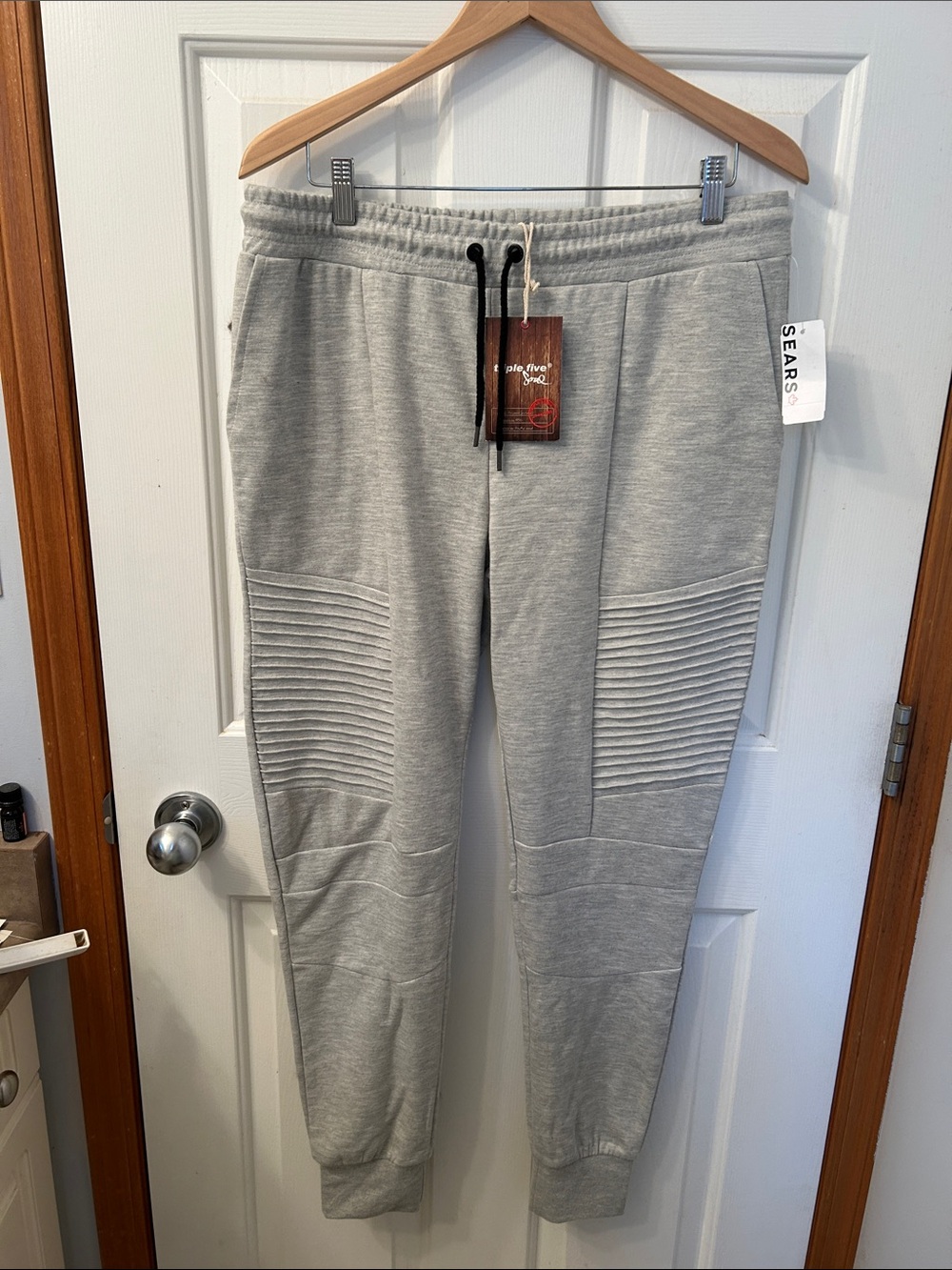 Triple Five Soul Light Gray Ribbed Knee Joggers